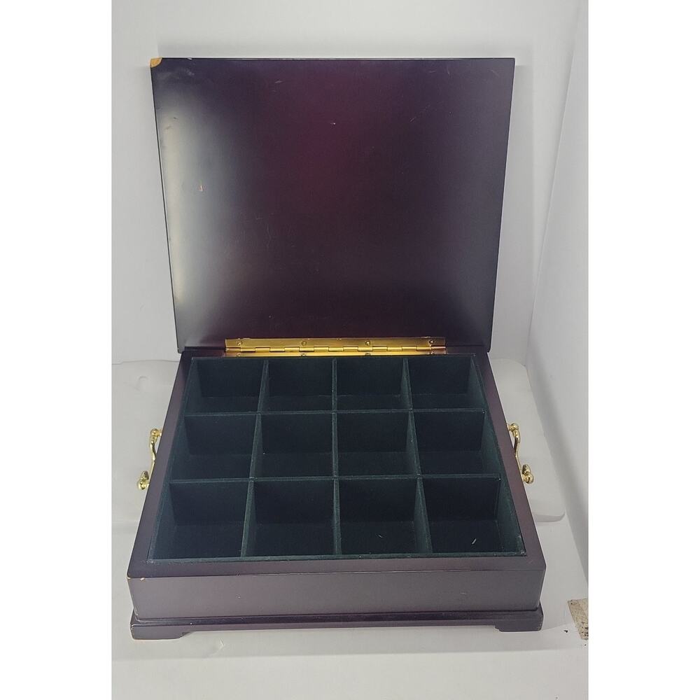 Bombay Company Wooden Tea Chest Box 12 Compartment Velvet Lined Storage 1999 - Picture 5 of 9